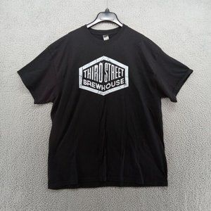 Third Street Brewhouse Shirt Mens XL Black with White Logo Graphic Print‎ Tee